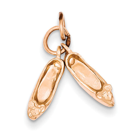 14k Rose Gold Polished 3-Dimensional Moveable Ballet Slippers Charm K944 - shirin-diamonds