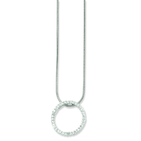 18in Rhodium-plated CZ Circle Necklace KW122 - shirin-diamonds