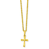18in Gold-plated Small Plain Rounded Cross Necklace KW387 - shirin-diamonds