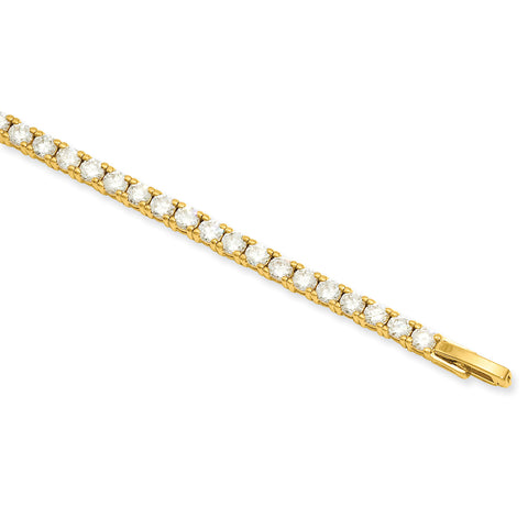 7.25in Gold-plated Kelly Waters Prong Set White CZ Tennis Bracelet KW466 - shirin-diamonds