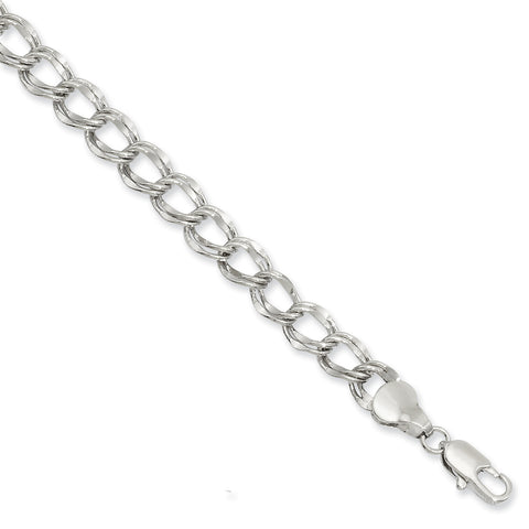 7in Rhodium-plated Kelly Waters 6.5mm Double Link Charm Bracelet KW492 - shirin-diamonds