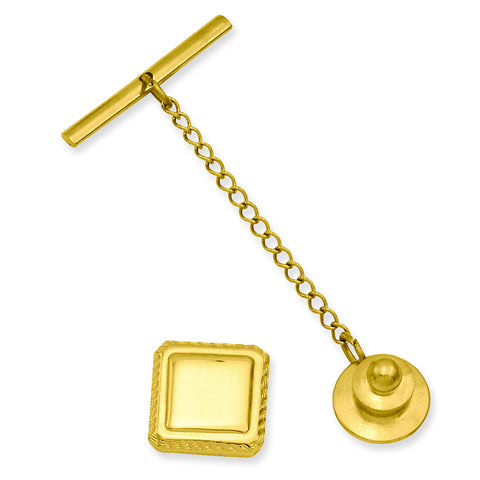 Gold-plated Square Tie Tack KW579 - shirin-diamonds