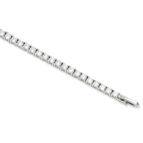 7.25in Rhodium-plated Kelly Waters Prong Set White CZ Bracelet KW693 - shirin-diamonds