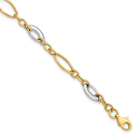14k Two-tone Polished Fancy Link Bracelet
