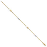 14k Two-tone Polished Anklet with 1in ext