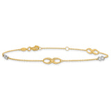 14k Two-tone Polished Anklet with 1in ext