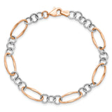 14k Two-tone (Rose & White) Polished Link Bracelet