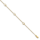 14k Polished Anklet with 1in ext