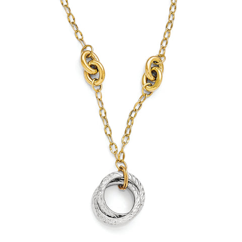 14k Two-tone Polished and Diamond-cut Necklace with 2in ext