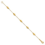 14K D/C Scratch Finish Polished Bracelet (Weight: 2.79 Grams, Length: 7.5 Inches)