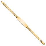 14K Curb Link Soft Diamond Shape ID Bracecet (Weight: 12.14 Grams, Length: 7 Inches)