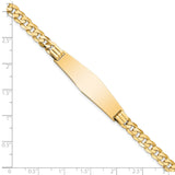 14K Curb Link Soft Diamond Shape ID Bracecet (Weight: 12.14 Grams, Length: 7 Inches)