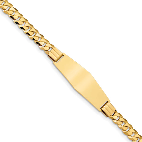 14K Curb Link Soft Diamond Shape ID Bracelet LID65C - shirin-diamonds