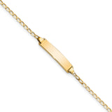 14k Flat Curb Link ID Bracelet (Weight: 1.69 Grams, Length: 7 Inches)