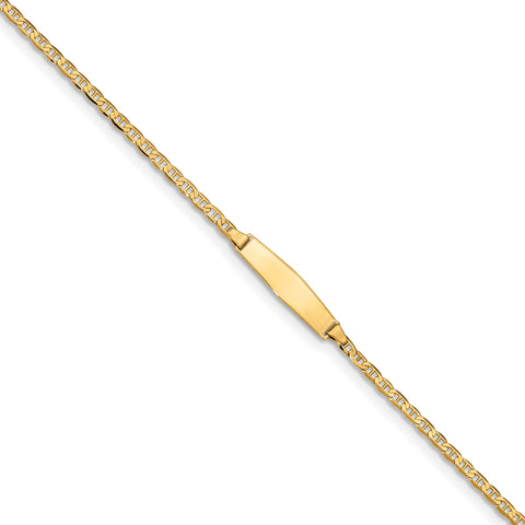14k Flat Anchor Link Soft Diamond Shape ID Bracelet LID71C - shirin-diamonds