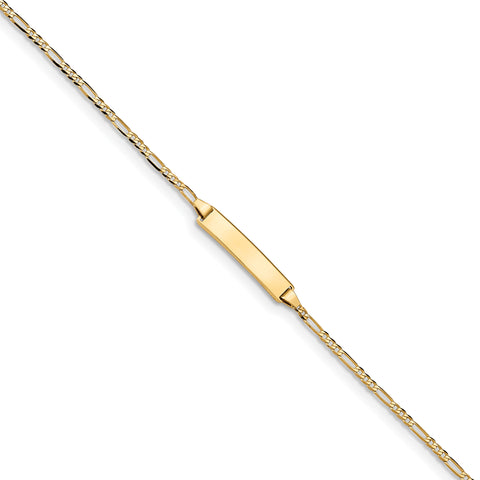 14k Flat Figaro Link ID Bracelet LID72 - shirin-diamonds