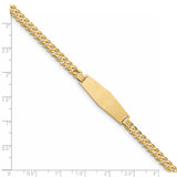 14k Flat Curb Link Soft Diamond Shape ID Bracelet LID73C - shirin-diamonds