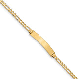 14k Flat Figaro Link ID Bracelet LID72 - shirin-diamonds