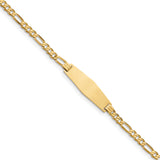 14k Flat Figaro Link Soft Diamond Shape ID Bracelet LID75C - shirin-diamonds