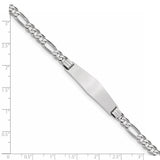 14k WG Figaro Link Soft Diamond Shape ID Bracelet LID78CW - shirin-diamonds