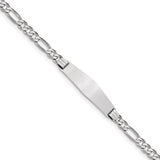 14k WG Figaro Link Soft Diamond Shape ID Bracelet LID78CW - shirin-diamonds