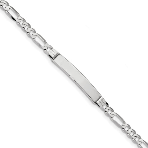 14k WG Figaro Link ID Bracelet LID78W - shirin-diamonds