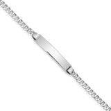 14k WG Flat Curb Link ID Bracelet (Weight: 3.37 Grams, Length: 8 Inches)