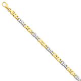 14k Two-tone 6mm Hand-Polished Fancy Link Chain LK223 - shirin-diamonds