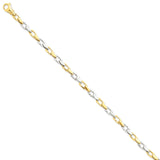 14k Two-tone 4.5mm Hand-polished Fancy Link Bracelet LK305A - shirin-diamonds