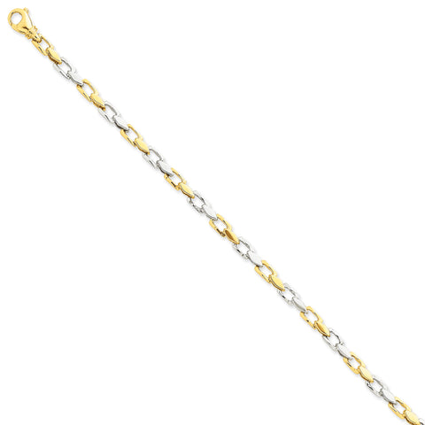 14k Two-tone 4.5mm Hand-polished Fancy Link Bracelet LK305A - shirin-diamonds