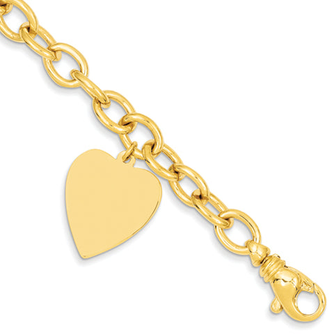 14k Link w/ Heart Charm Bracelet LK312 - shirin-diamonds