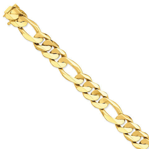 14k 15.7mm Fancy Heavy Figaro Link Bracelet LK322 - shirin-diamonds