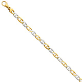 14k Two-tone 6mm Hand-Polished Fancy Link Chain LK223 - shirin-diamonds