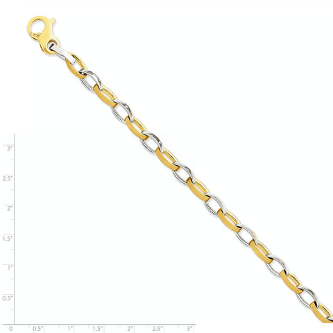 14k Two-tone 6.6mm Polished and Satin Fancy Link Bracelet LK563 - shirin-diamonds