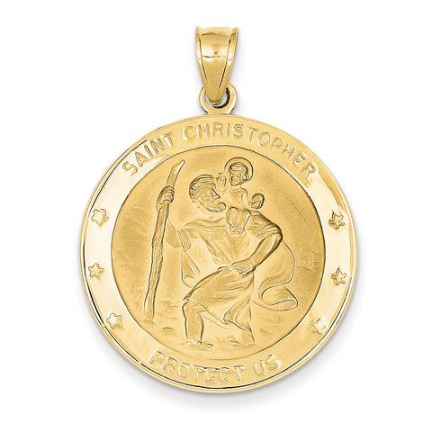 14k Saint Christopher Medal Pendant M1487 - shirin-diamonds