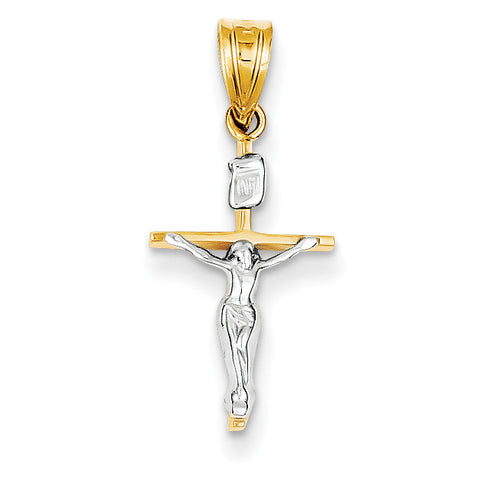 14k Two-tone INRI Crucifix Pendant M2591 - shirin-diamonds