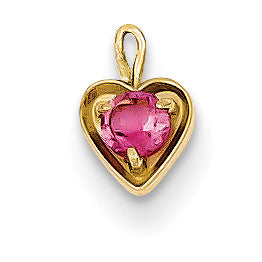 14ky October Synthetic Birthstone Heart Charm M348 - shirin-diamonds