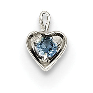 14k White Gold June Synthetic Birthstone Heart Charm M349W - shirin-diamonds