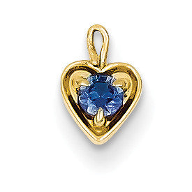 14ky September Synthetic Birthstone Heart Charm M350 - shirin-diamonds