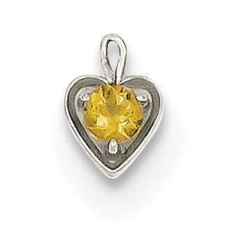 14k White Gold November Synthetic Birthstone Heart Charm M351W - shirin-diamonds