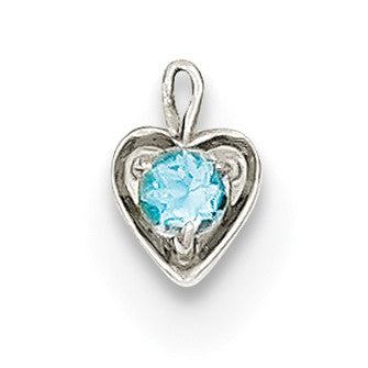 14k White Gold December Synthetic Birthstone Heart Charm M354W - shirin-diamonds