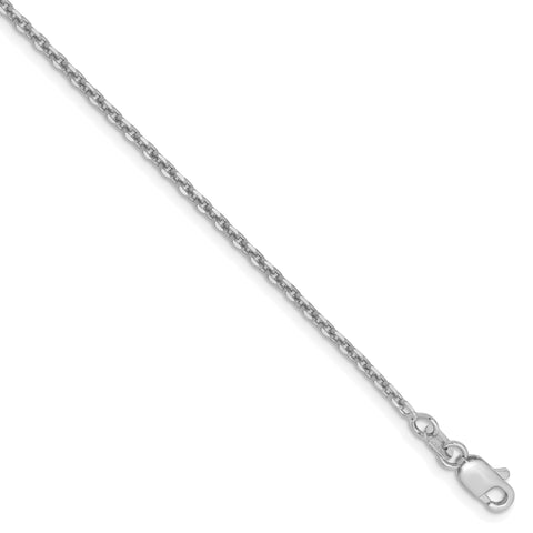 14k White Gold 1.65mm Solid Diamond-cut Cable Chain Anklet PEN149 - shirin-diamonds