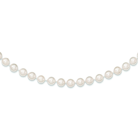 14k 6-7mm Round White Saltwater Akoya Cultured Pearl Necklace PL60A - shirin-diamonds
