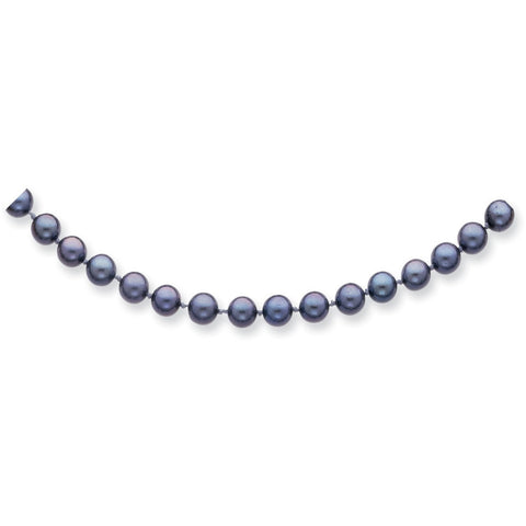 14k 6-7mm Round Black Saltwater Akoya Cultured Pearl Necklace PLB60 - shirin-diamonds