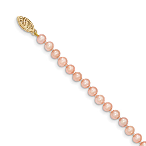 14k 4-5mm Pink Near Round Freshwater Cultured Pearl Bracelet PPN040 - shirin-diamonds
