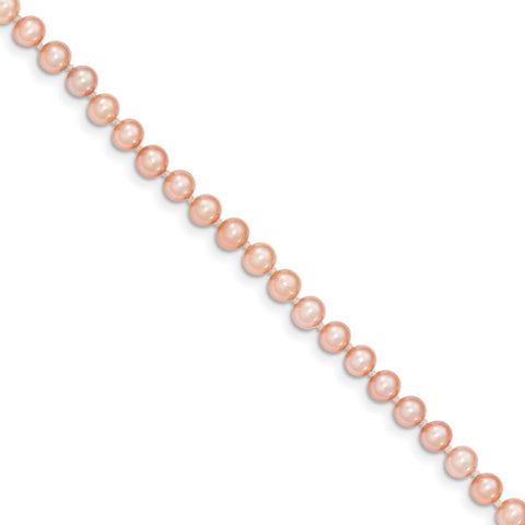 14k 4-5mm Pink FW Cultured Near Round Pearl Necklace PPN040 - shirin-diamonds