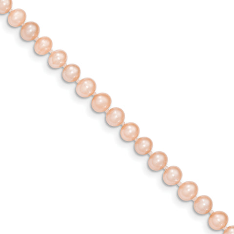 14k 5-6mm Pink Near Round Freshwater Cultured Pearl Bracelet PPN050 - shirin-diamonds