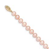 14k 6-7mm Pink Near Round Freshwater Cultured Pearl Bracelet PPN060 - shirin-diamonds