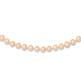 14k 7-8mm Pink Near Round Freshwater Cultured Pearl Necklace (Weight: Grams, Length: 24 Inches)