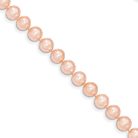 14k 7-8mm Pink Near Round Freshwater Cultured Pearl Bracelet PPN070 - shirin-diamonds